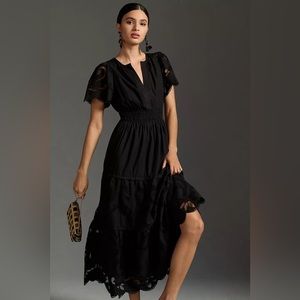 Anthropologie: The Somerset Maxi Dress: Cutwork Edition Sz Large Black BNWT